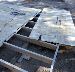 This photo shows the blocks to support the plywood joints for 10 and 